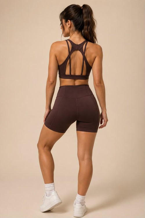 Conjunto Fitness Curto Cintura Alta Compressao Abdomem Zero Transparencia Poliamida